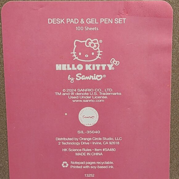Hello Kitty Desk Note Pad w/ Tear Off Sheets, Gel Pen | Science Theme | NEW - Picture 6 of 8